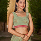 Rajwada Light Green Georgette Embellished Semi Stitched Lehenga With Unstitched Blouse For Women