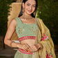 Rajwada Light Green Georgette Embellished Semi Stitched Lehenga With Unstitched Blouse For Women
