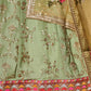 Rajwada Light Green Georgette Embellished Semi Stitched Lehenga With Unstitched Blouse For Women