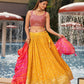 Rajwada Yellow Georgette Embellished Semi Stitched Lehenga With Unstitched Blouse For Women