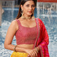 Rajwada Yellow Georgette Embellished Semi Stitched Lehenga With Unstitched Blouse For Women