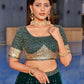 Rajwada Green Georgette Embellished Semi Stitched Lehenga With Unstitched Blouse For Women