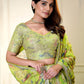 Rajwada Lime Green Georgette Embellished Semi-Stitched Lehenga For Women