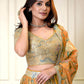 Rajwada Orange Georgette Embellished Semi-Stitched Lehenga For Women