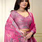 Rajwada Dark Pink Georgette Embellished Semi-Stitched Lehenga For Women