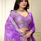 Rajwada Purple Georgette Embellished Semi-Stitched Lehenga For Women