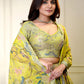 Rajwada Lime Yellow Georgette Embellished Semi-Stitched Lehenga For Women