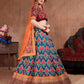 Rajwada Blue Silk Blend Embroidered Semi Stitched Lehenga With Blouse For Women