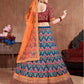 Rajwada Blue Silk Blend Embroidered Semi Stitched Lehenga With Blouse For Women