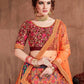 Rajwada Blue Silk Blend Embroidered Semi Stitched Lehenga With Blouse For Women