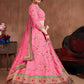 Rajwada Pink Silk Blend Embroidered Semi Stitched Lehenga With Blouse For Women