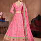 Rajwada Pink Silk Blend Embroidered Semi Stitched Lehenga With Blouse For Women