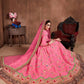 Rajwada Pink Silk Blend Embroidered Semi Stitched Lehenga With Blouse For Women