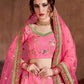 Rajwada Pink Silk Blend Embroidered Semi Stitched Lehenga With Blouse For Women