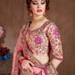 Rajwada Pink Silk Blend Embroidered Semi Stitched Lehenga With Blouse For Women