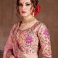 Rajwada Pink Silk Blend Embroidered Semi Stitched Lehenga With Blouse For Women