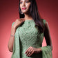 Rajwada Women Green Net Embroidered Stitched Gown