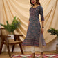 Rajwada Teal Linen Printed Stitched Kurta for Women