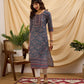 Rajwada Teal Linen Printed Stitched Kurta for Women