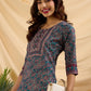 Rajwada Teal Linen Printed Stitched Kurta for Women