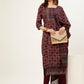 Rajwada Women Maroon Printed Linen Stitched Kurta Set