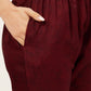 Rajwada Women Maroon Printed Linen Stitched Kurta Set