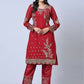 Rajwada Women Maroon Embroidered Georgette Semi Stitched Straight Partywear Suit