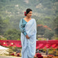 Rajwada Women Blue Sequin Georgette Saree With Unstitched Blouse