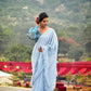Rajwada Women Blue Sequin Georgette Saree With Unstitched Blouse