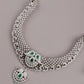 Alina White And Green Mesh Necklace Set - Rajwada
