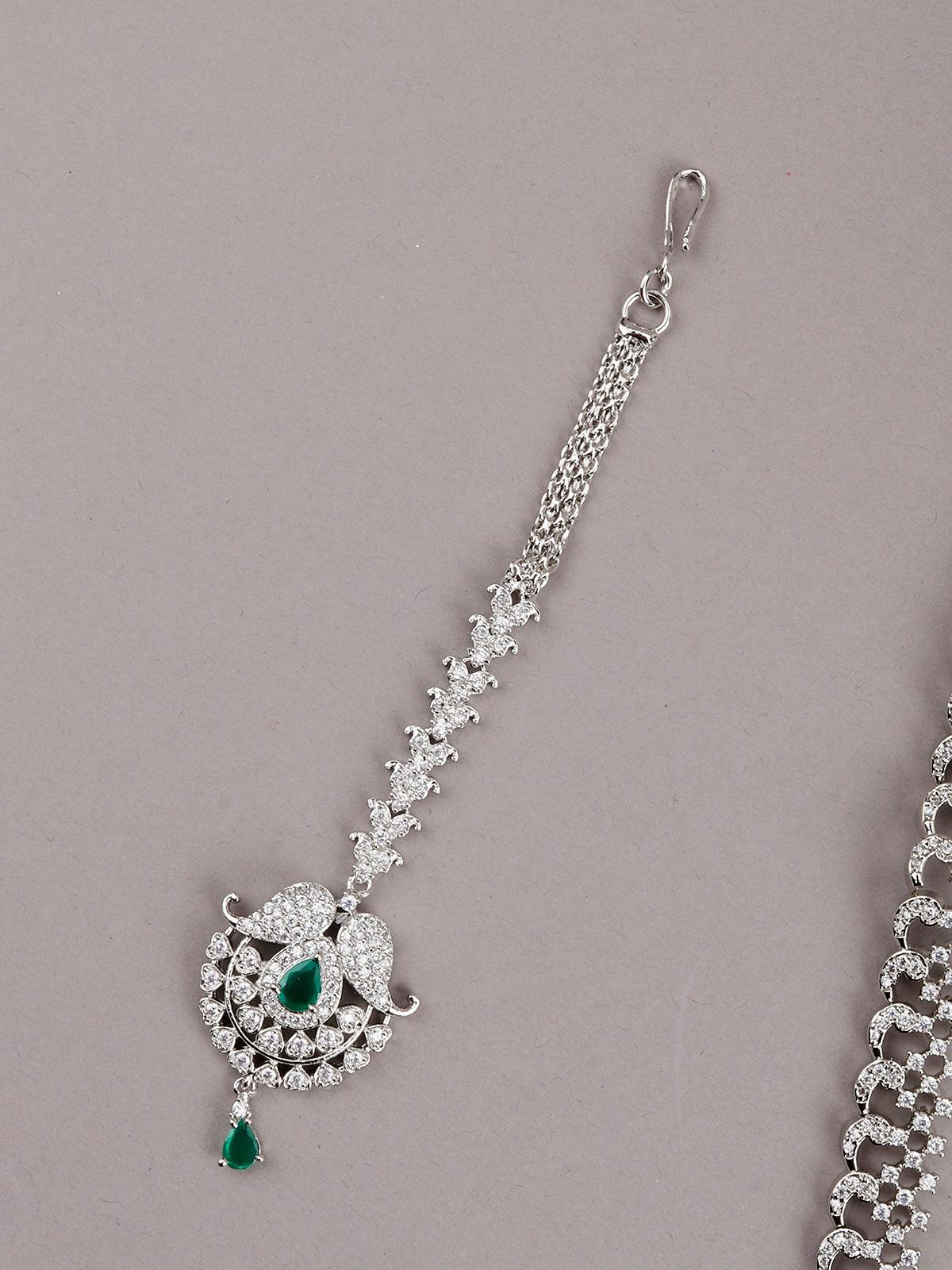 Alina White And Green Mesh Necklace Set - Rajwada