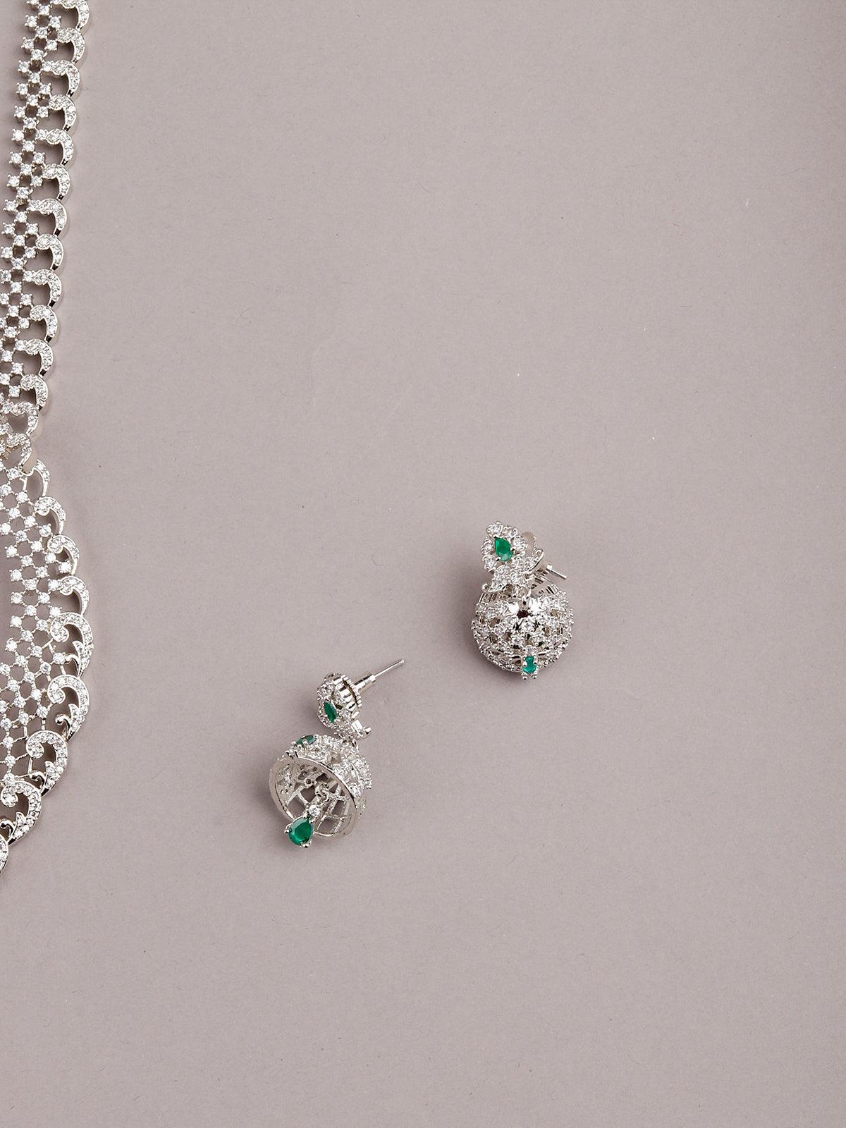 Alina White And Green Mesh Necklace Set - Rajwada