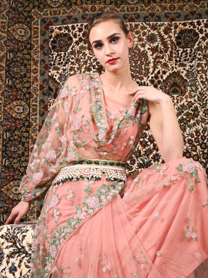 Alluring Green Pearl Fabric Tie-able Tassel Belt! - Rajwada