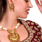 Antique dense faux pearl necklace with earrings - Rajwada