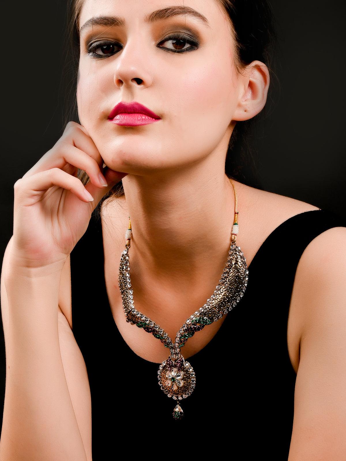 Antique Kundan Necklace - Rajwada
