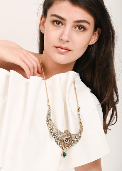 Antique Kundan Necklace Set - Rajwada