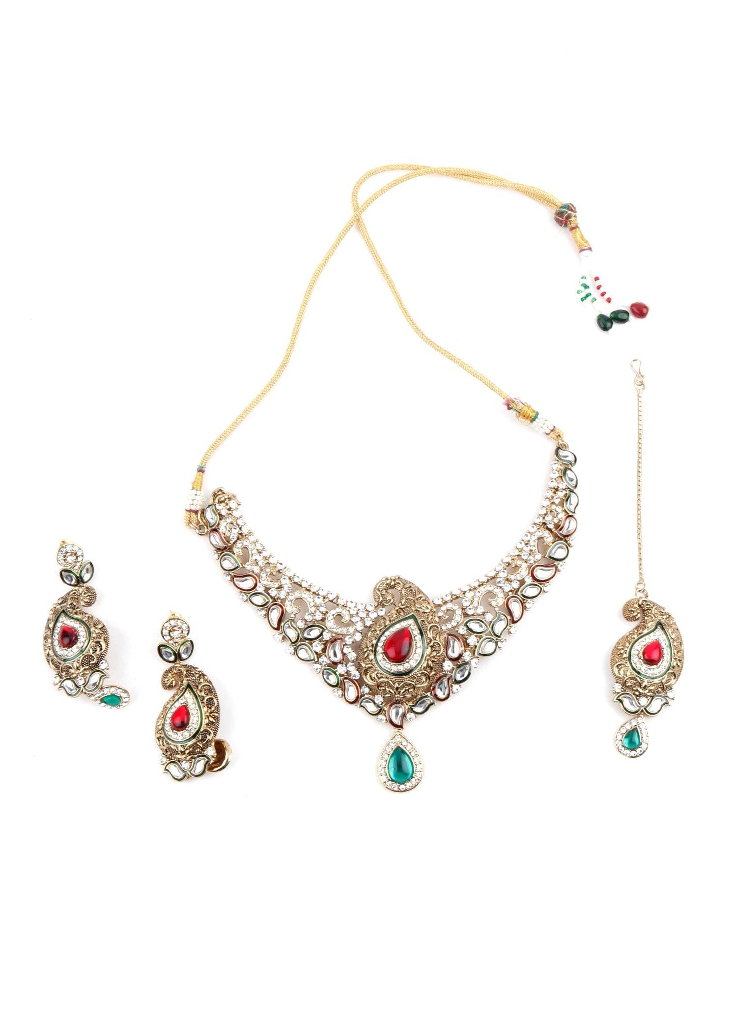 Antique Kundan Necklace Set - Rajwada