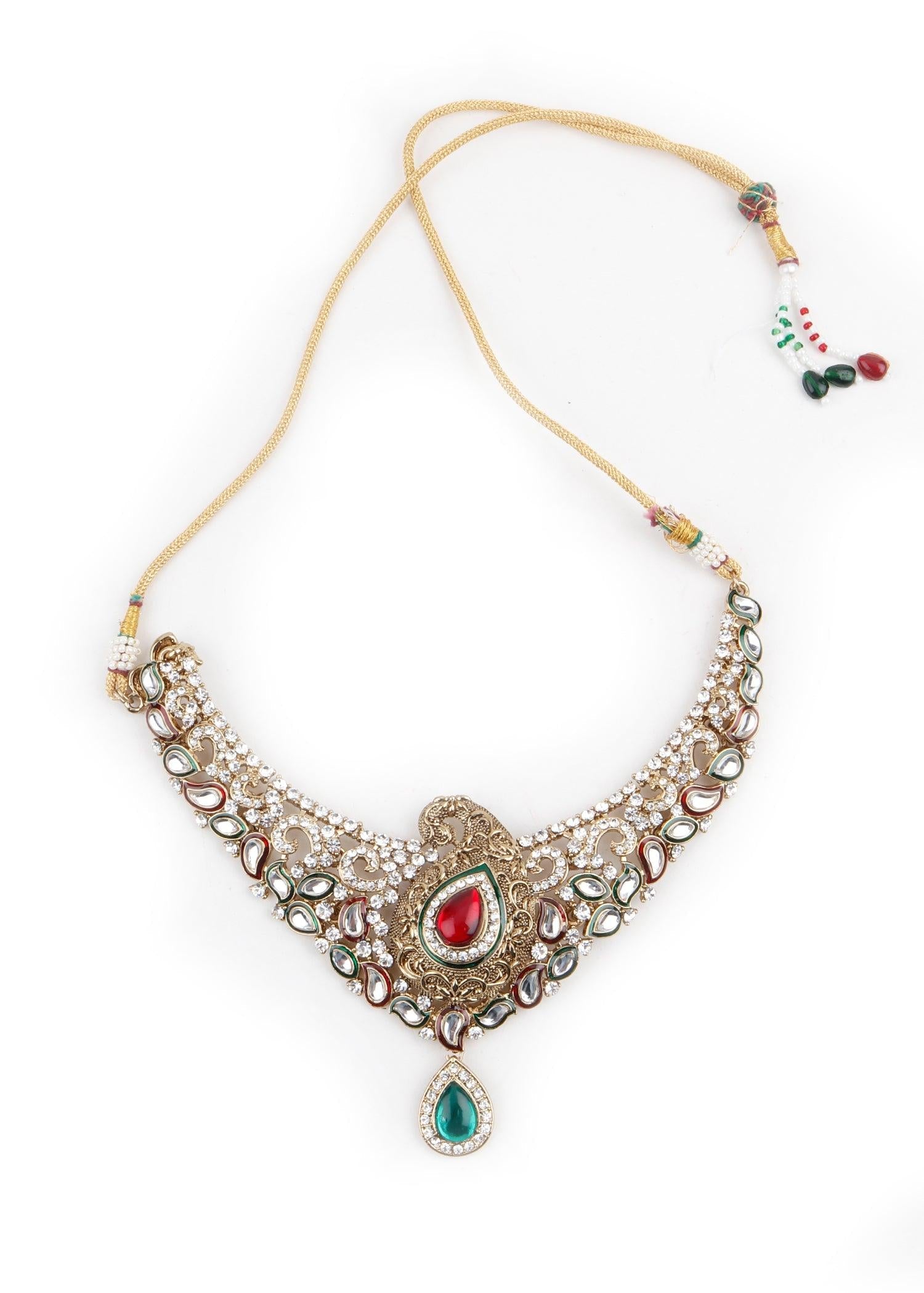 Antique Kundan Necklace Set - Rajwada