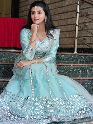 Aqua Blue Lehenga Choli - Rajwada