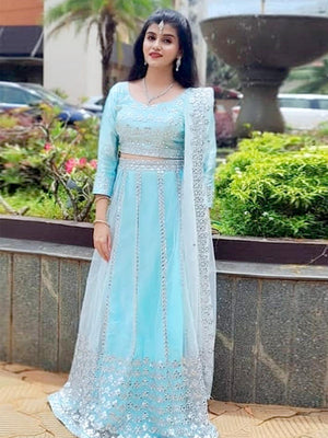 Aqua Blue Lehenga Choli - Rajwada