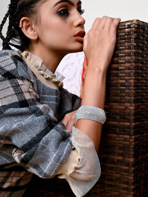 Artificial diamond-studded statement bracelet - Rajwada