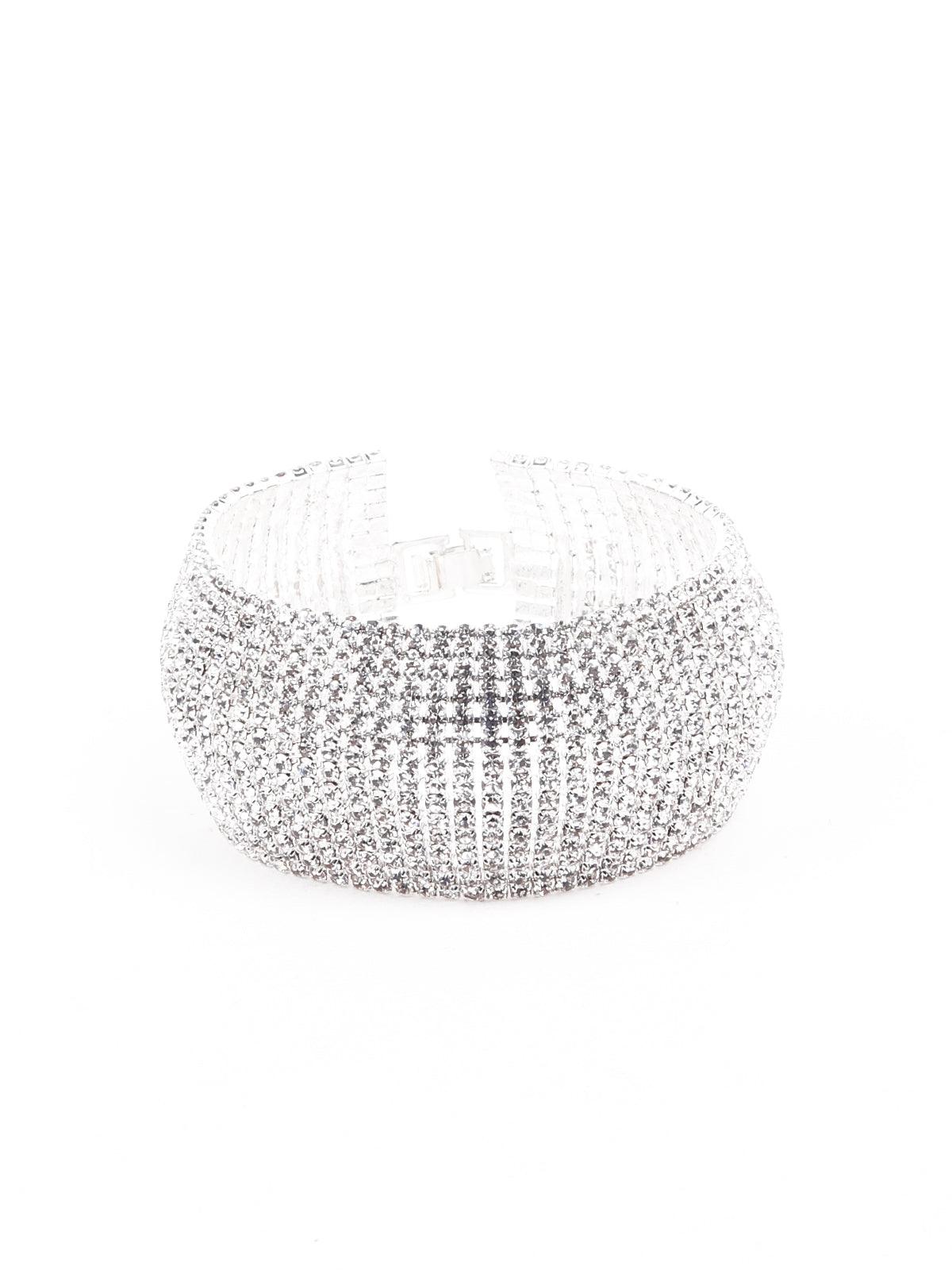 Artificial diamond-studded statement bracelet - Rajwada