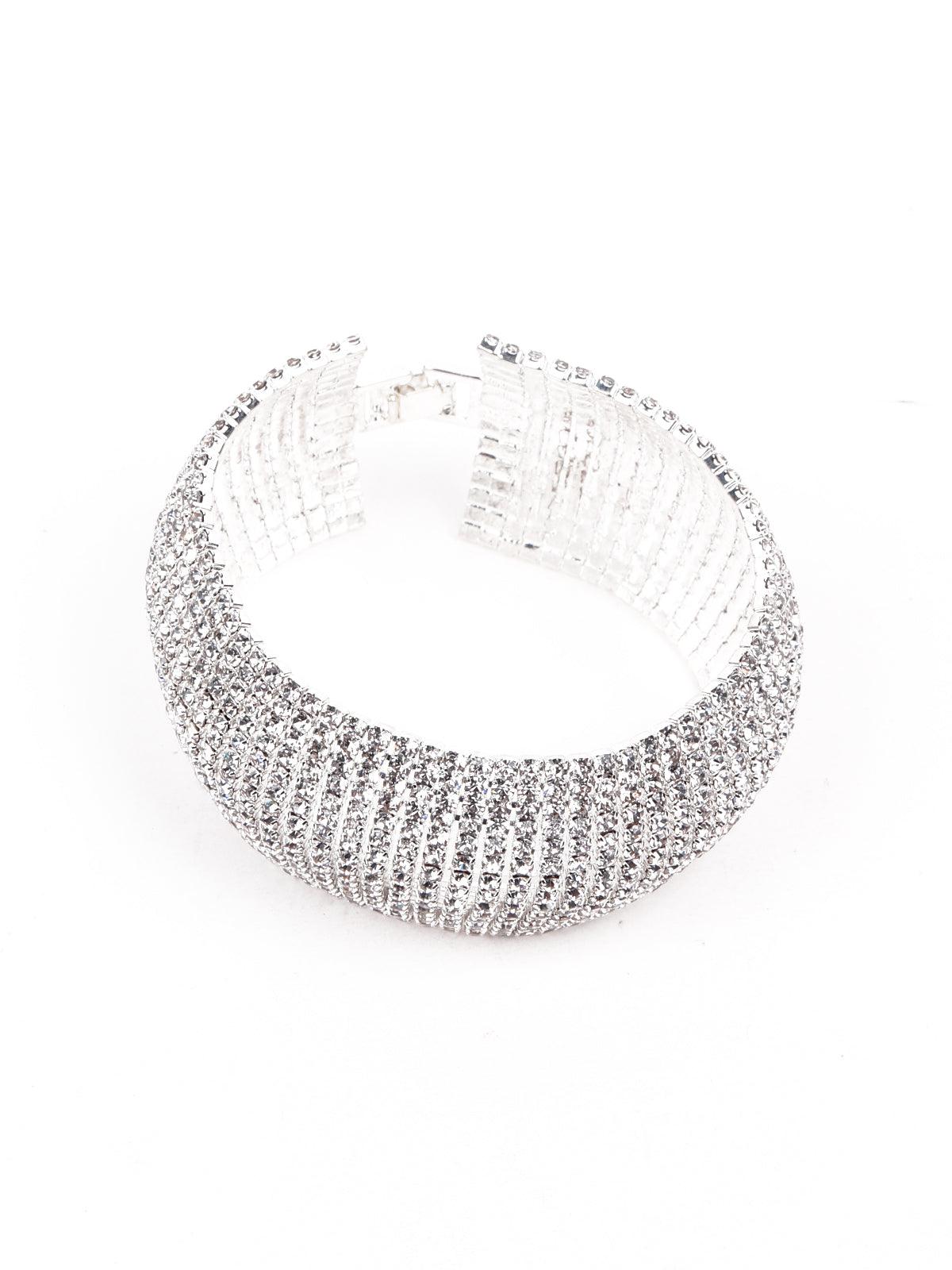 Artificial diamond-studded statement bracelet - Rajwada