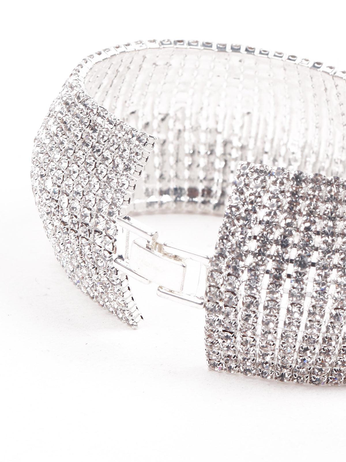 Artificial diamond-studded statement bracelet - Rajwada