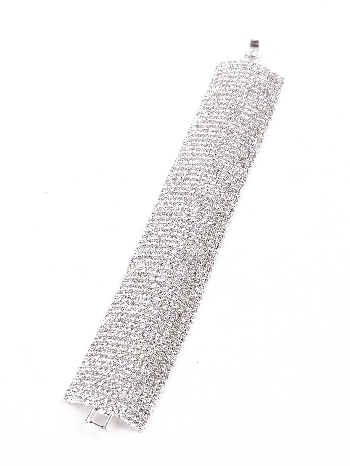 Artificial diamond-studded statement bracelet - Rajwada