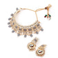 Ash Grey Crystal Embellished Choker Necklace Set - Rajwada