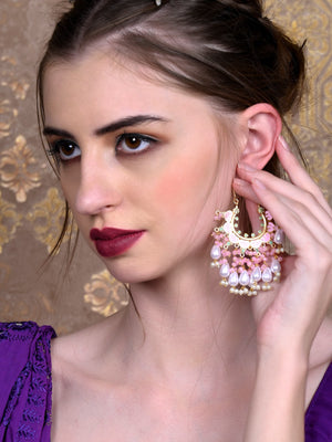 Rajwada Women Pink Hoop Style Earrings