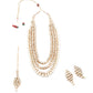 Rajwada Women White Bridal Double Sided Long Necklace Set
