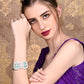 Rajwada Women Silver And Sea Green Imitation Embellished Bracelet