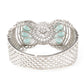 Rajwada Women Silver And Sea Green Imitation Embellished Bracelet